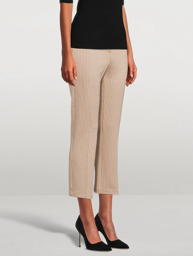 Eco Knit Cropped Trousers Houndstooth Print