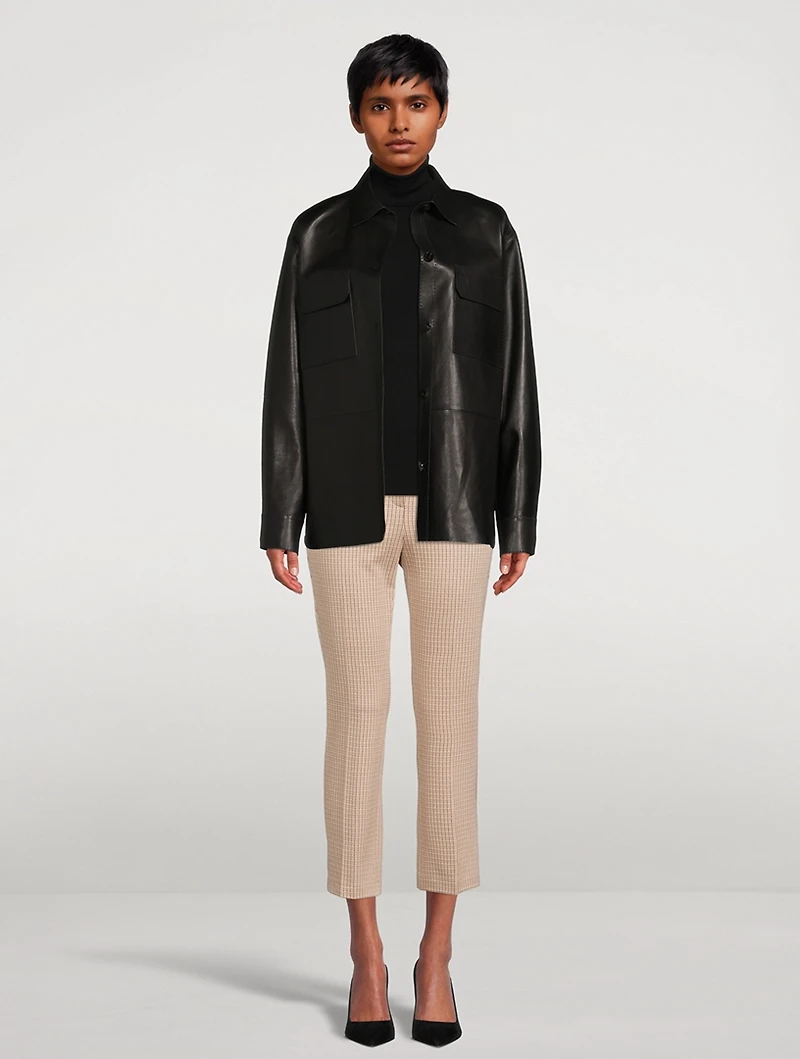 Eco Knit Cropped Trousers Houndstooth Print