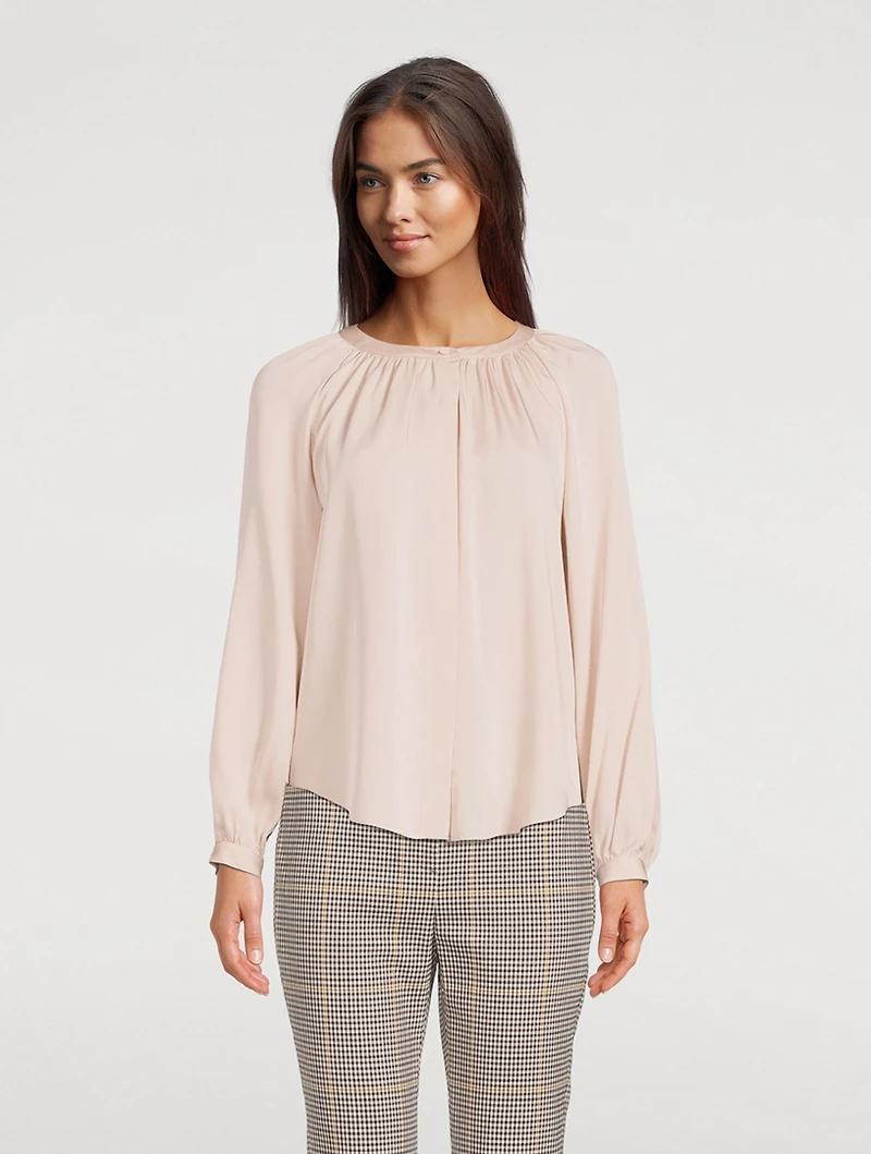 Gathered Silk Georgette Blouse