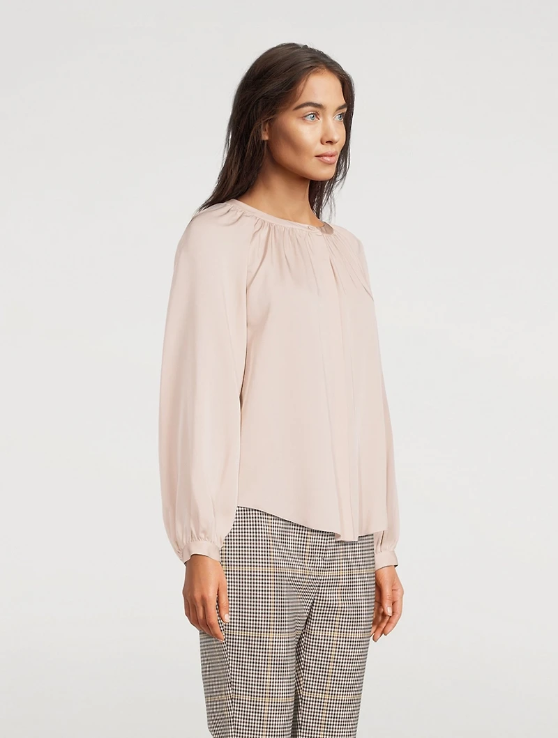 Gathered Silk Georgette Blouse