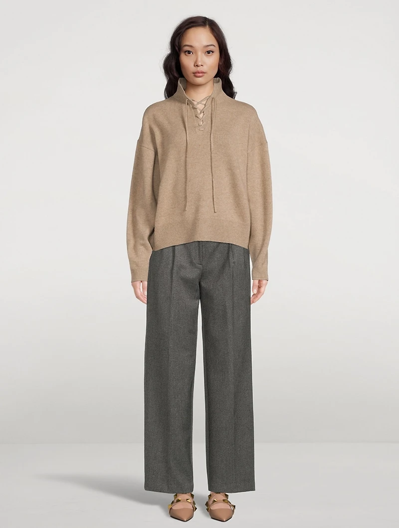 Lace-Up Cashmere Sweater