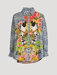 Boyfriend Organic Cotton Shirt Bird Print