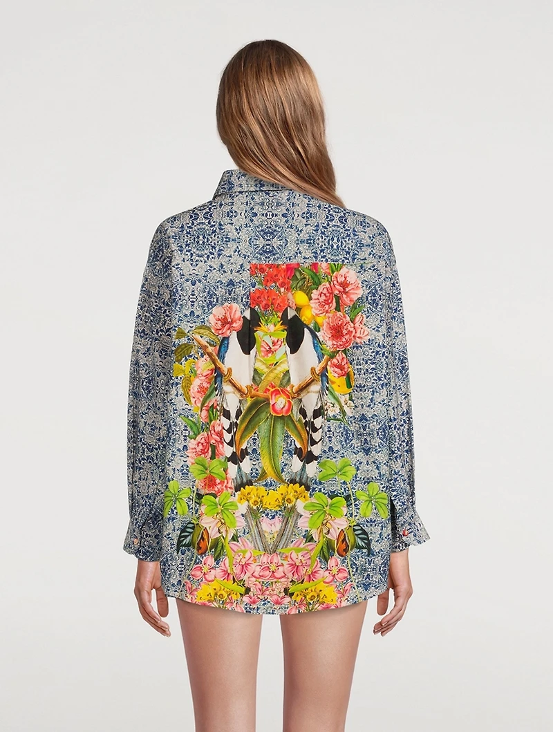 Boyfriend Organic Cotton Shirt Bird Print