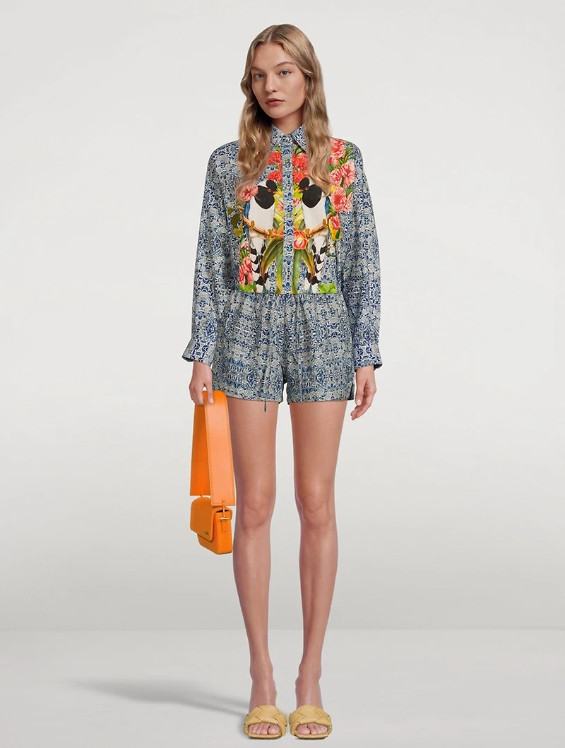 Boyfriend Organic Cotton Shirt Bird Print