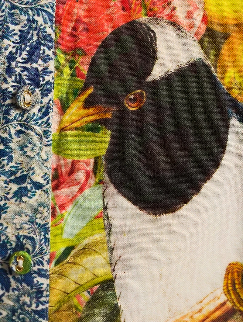 Boyfriend Organic Cotton Shirt Bird Print