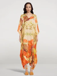 Xim Maxi Kaftan With Cheetah Print