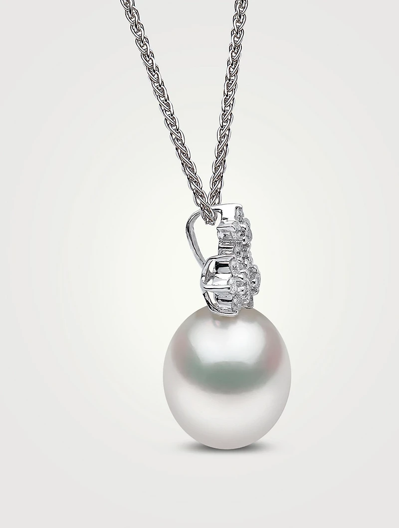 18K White Gold Pendant Necklace With South Sea Pearl And Diamonds