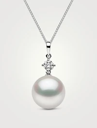 18K White Gold Pendant Necklace With South Sea Pearl And Diamond