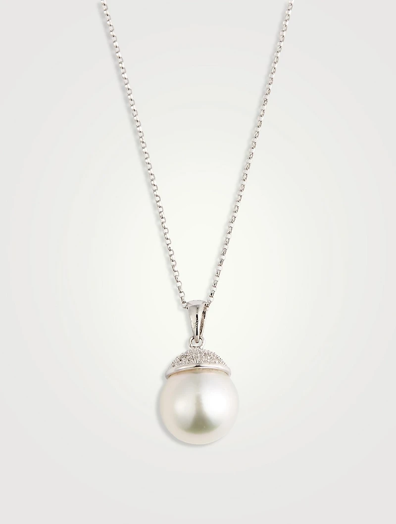 18K White Gold Pendant Necklace With South Sea Pearl And Diamonds