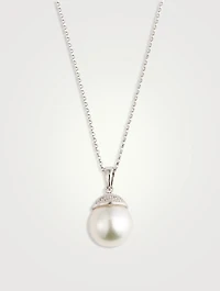 18K White Gold Pendant Necklace With South Sea Pearl And Diamonds