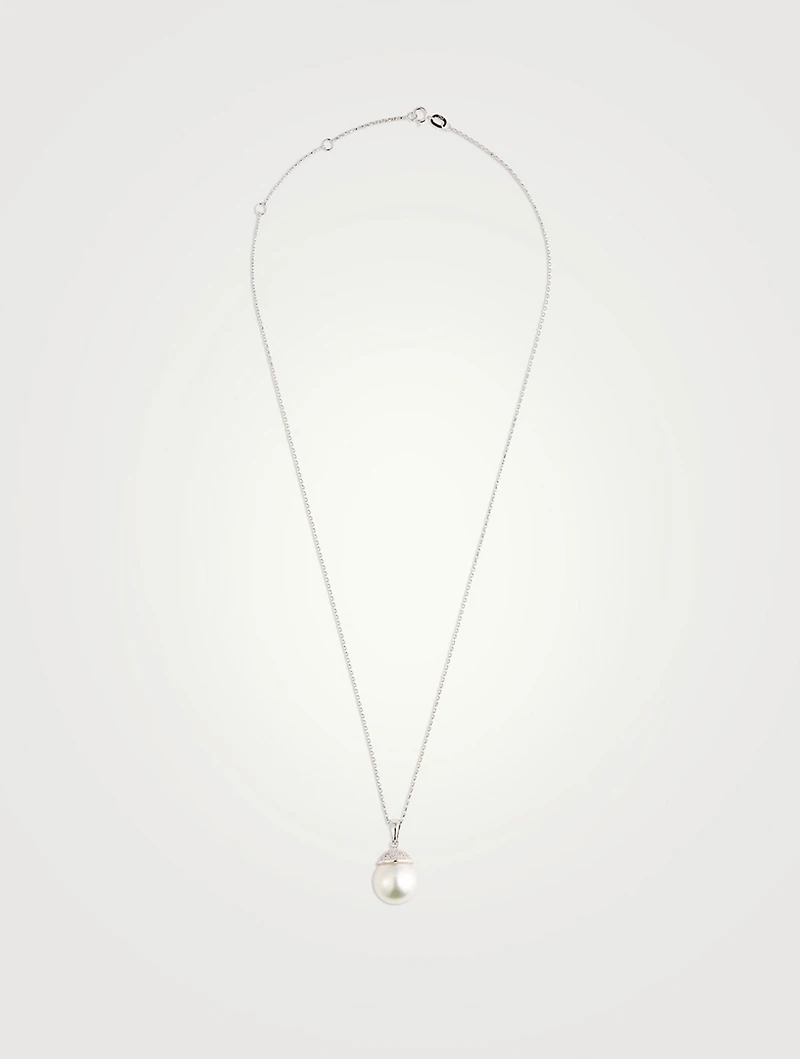 18K White Gold Pendant Necklace With South Sea Pearl And Diamonds