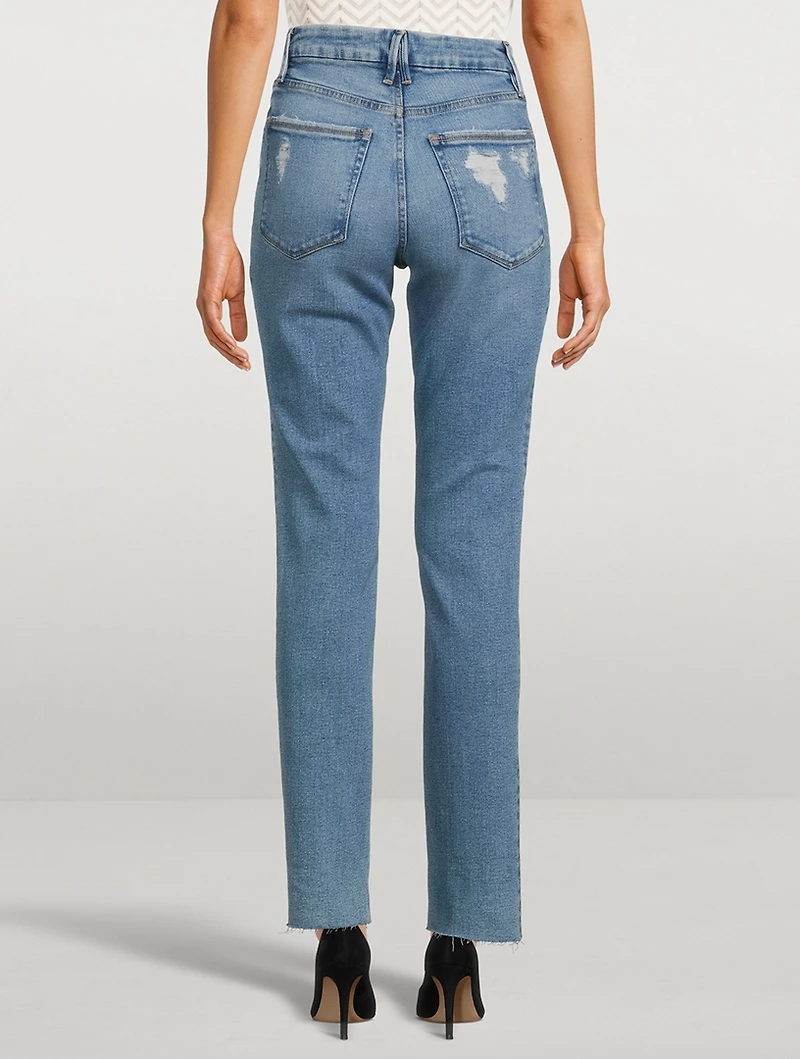 Good Classic Slim-Leg High-Waisted Jeans With Fray Hem