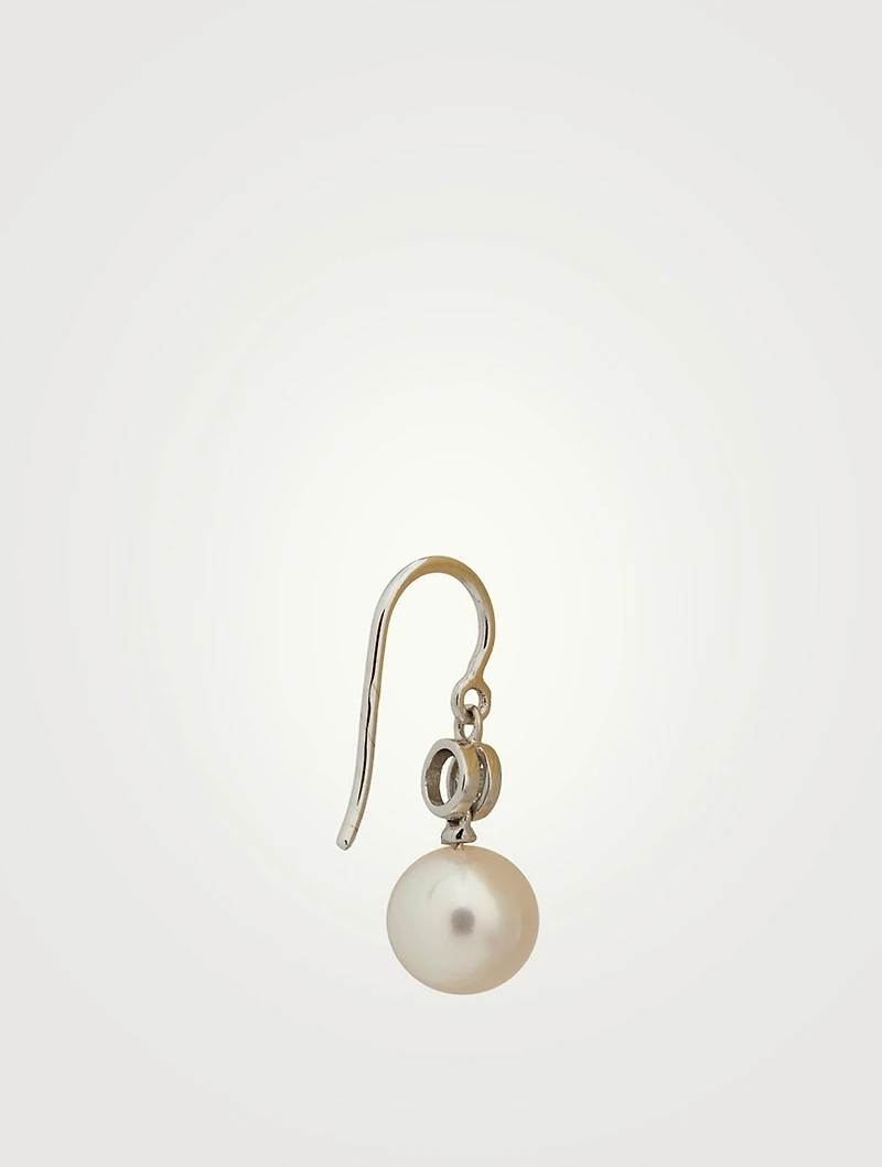 18K White Gold Akoya Pearl Drop Earrings With Diamonds