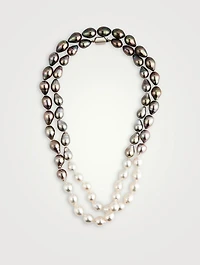 18K White Gold Tahitian And South Sea Pearl Necklace