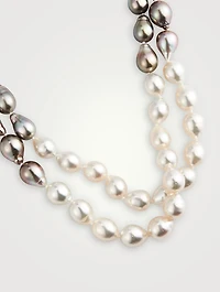 18K White Gold Tahitian And South Sea Pearl Necklace