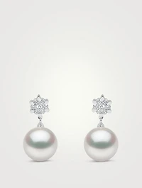 18K White Gold South Sea Pearl Earrings With Diamonds