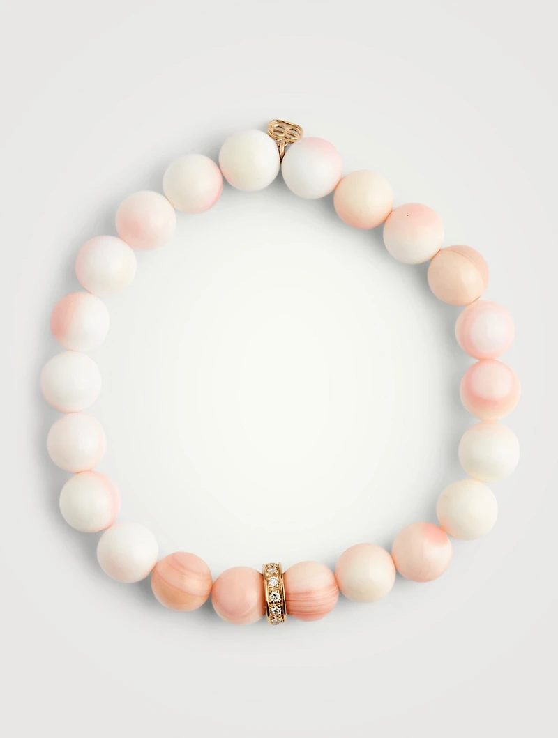 Beaded Bracelet With 14K Gold Diamond Rondelle