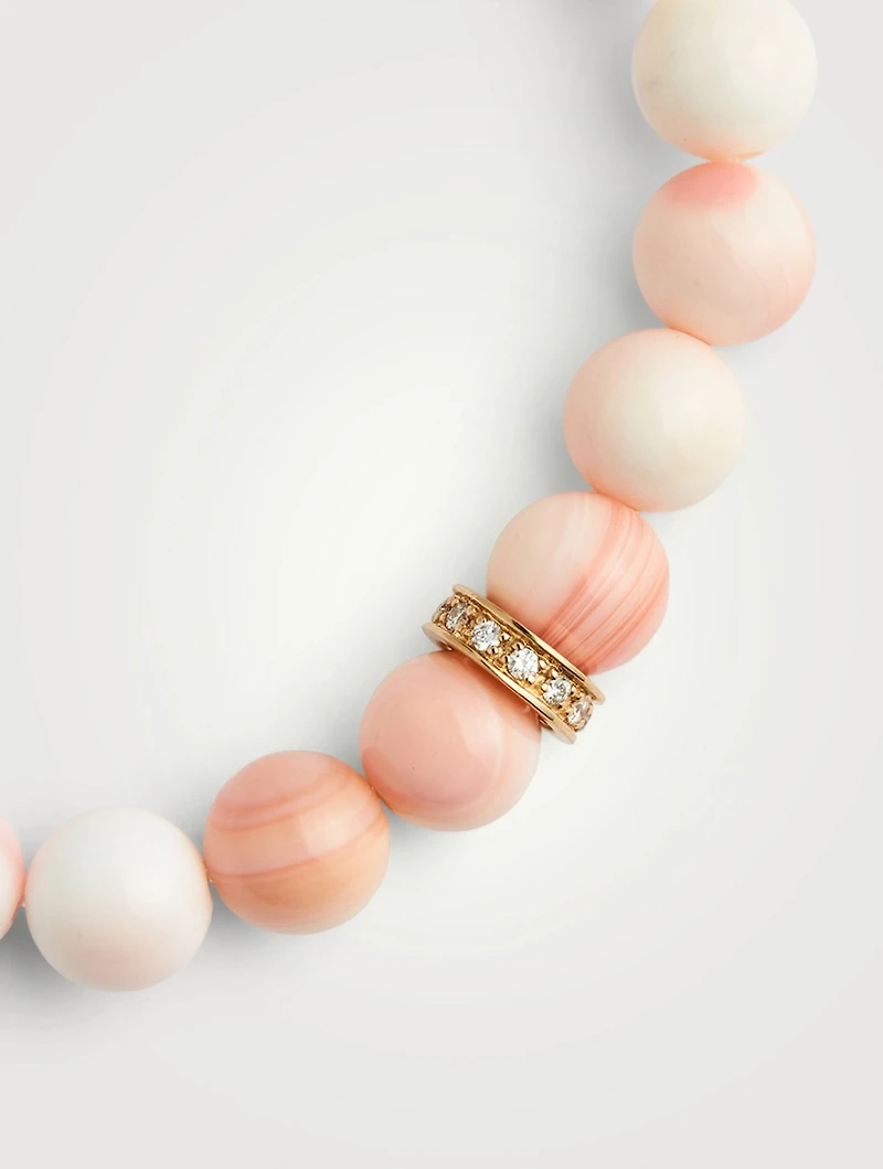 Beaded Bracelet With 14K Gold Diamond Rondelle