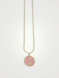 14K Gold Tableau Pendant Necklace With Diamonds