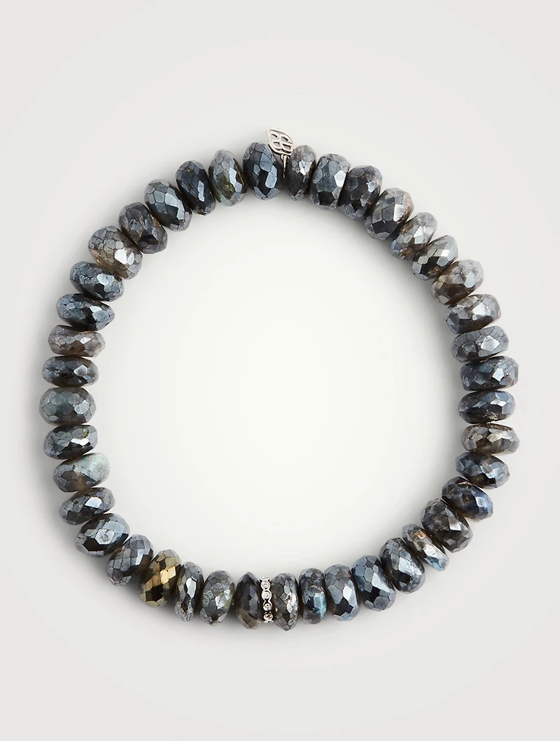 Beaded Bracelet With 14K White Gold Diamond Rondelle