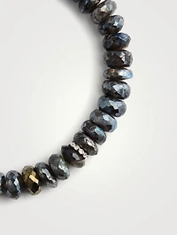 Beaded Bracelet With 14K White Gold Diamond Rondelle