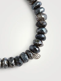 Beaded Bracelet With 14K White Gold Diamond Rondelle