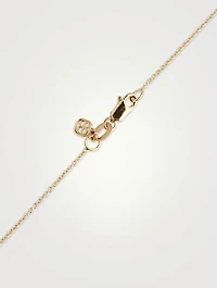 14K Gold Wishbone Pendant Necklace With Diamonds