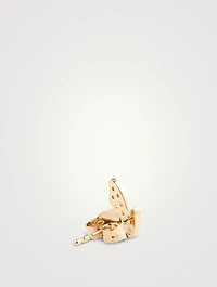 14K Gold Half Butterfly Stud Earrings With Diamonds