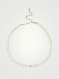 Mother-Of-Pearl Choker Necklace With 14K Gold Diamond Rondelle