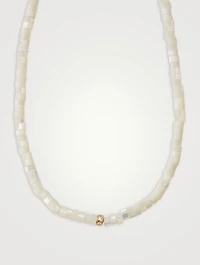 Mother-Of-Pearl Choker Necklace With 14K Gold Diamond Rondelle