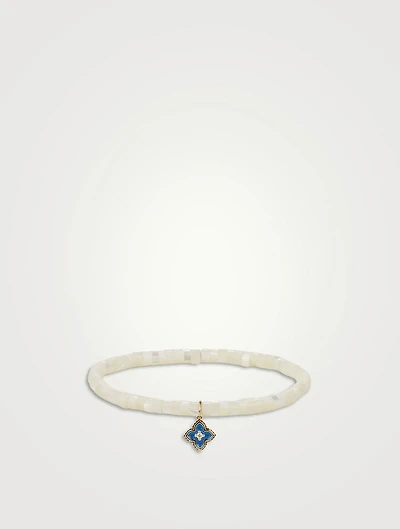 Beaded Bracelet With 14K Gold Diamond Moroccan Flower Charm