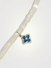 Beaded Bracelet With 14K Gold Diamond Moroccan Flower Charm