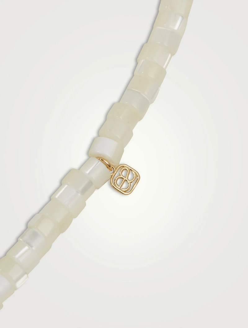 Beaded Bracelet With 14K Gold Diamond Moroccan Flower Charm