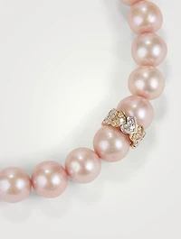 Pearl Bracelet With White And Yellow 14K Gold Diamond Heart Rondelle