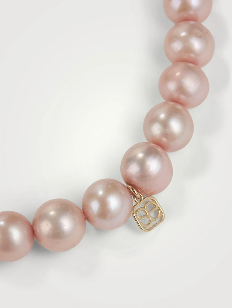Pearl Bracelet With White And Yellow 14K Gold Diamond Heart Rondelle