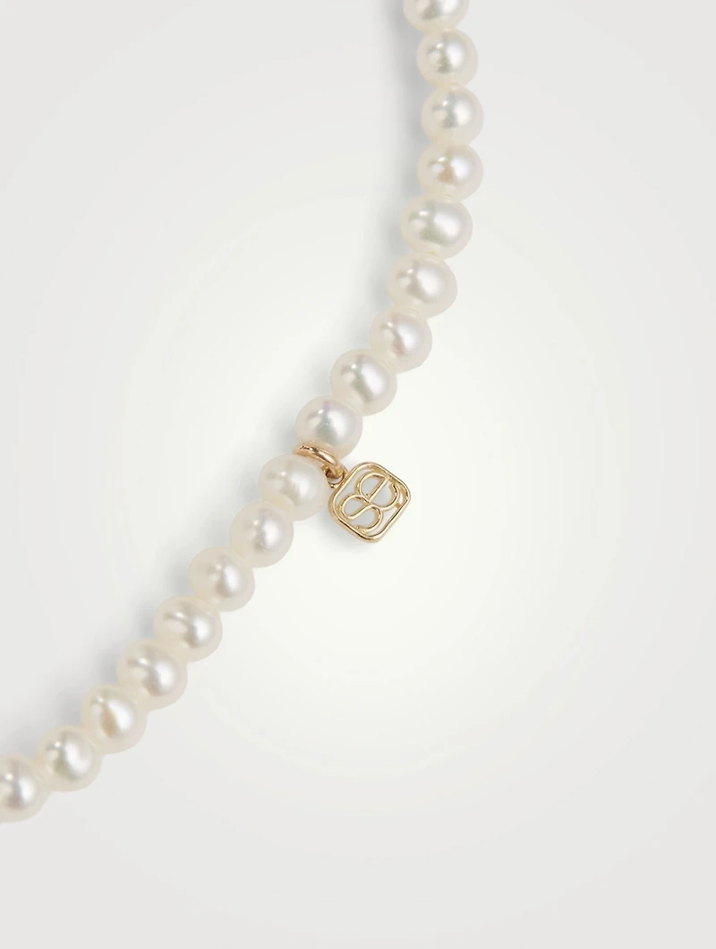 Pearl Bracelet With Small 14K Gold Diamond Whale Charm
