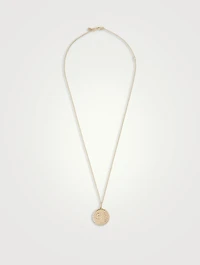 14K Gold Nautilus Fossil Pendant Necklace With Diamonds
