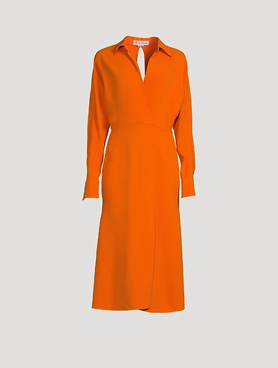 Wrap-Front Midi Dress