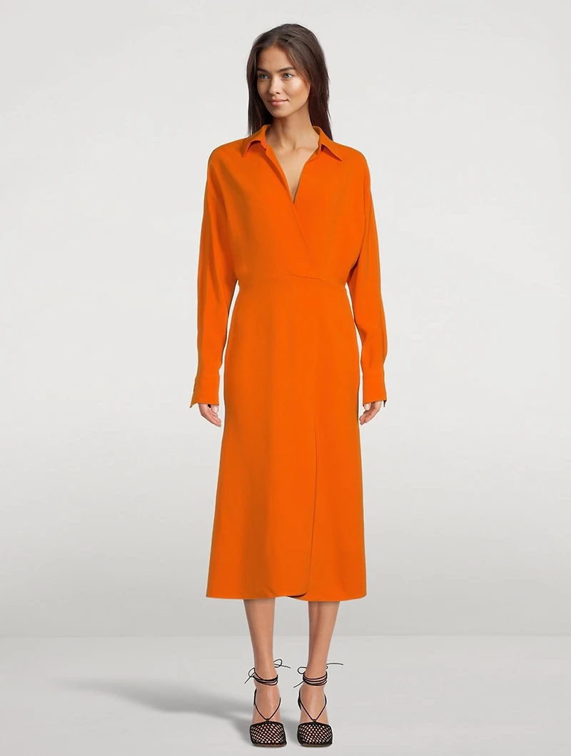 Wrap-Front Midi Dress