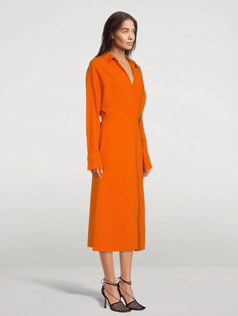 Wrap-Front Midi Dress