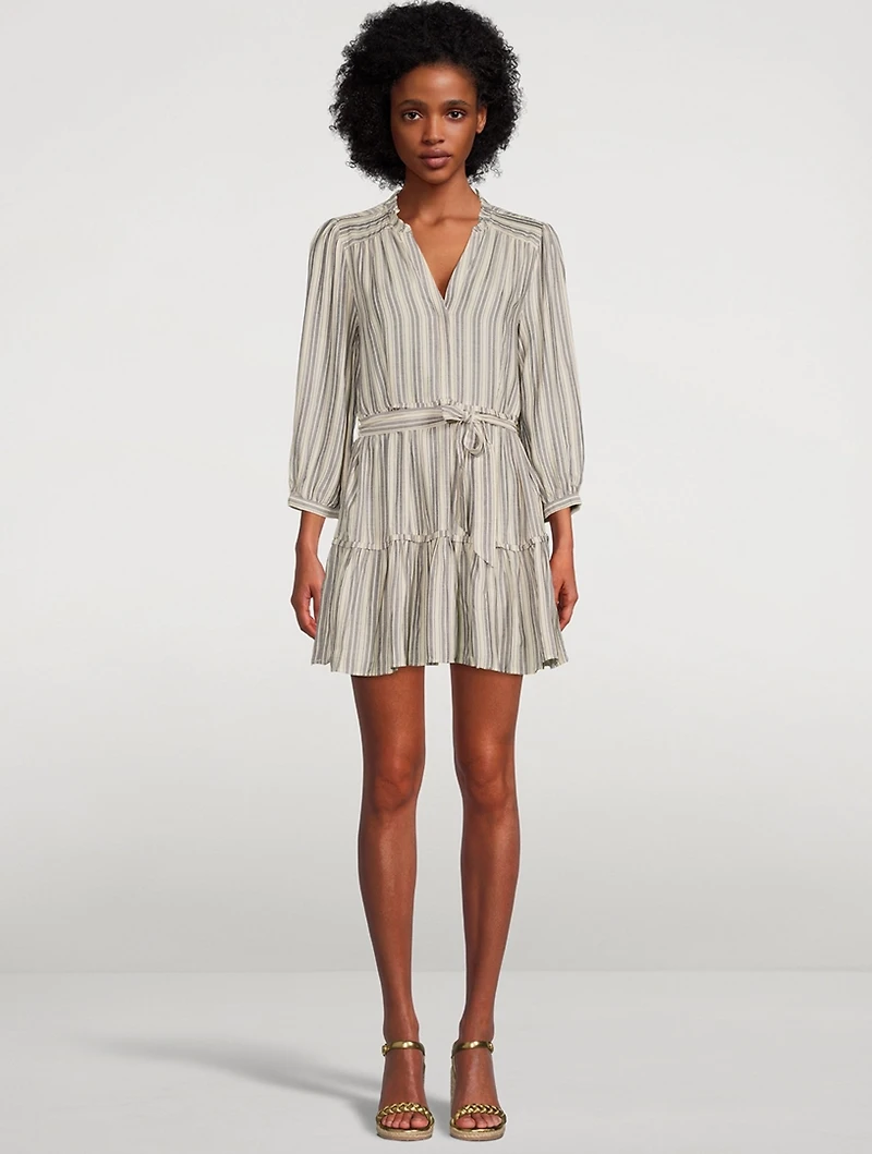 Kylenn Belted Mini Dress Stripe Print