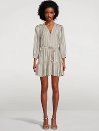 Kylenn Belted Mini Dress Stripe Print
