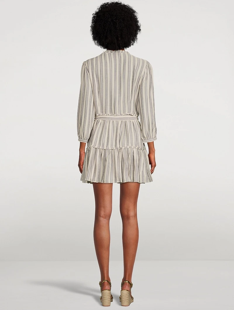 Kylenn Belted Mini Dress Stripe Print