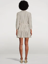 Kylenn Belted Mini Dress Stripe Print