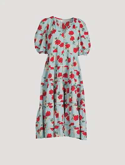 The Pleated Ravine Midi Dress Floral Print