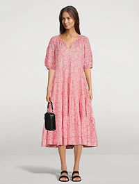 The Pleated Ravine Midi Dress Floral Print