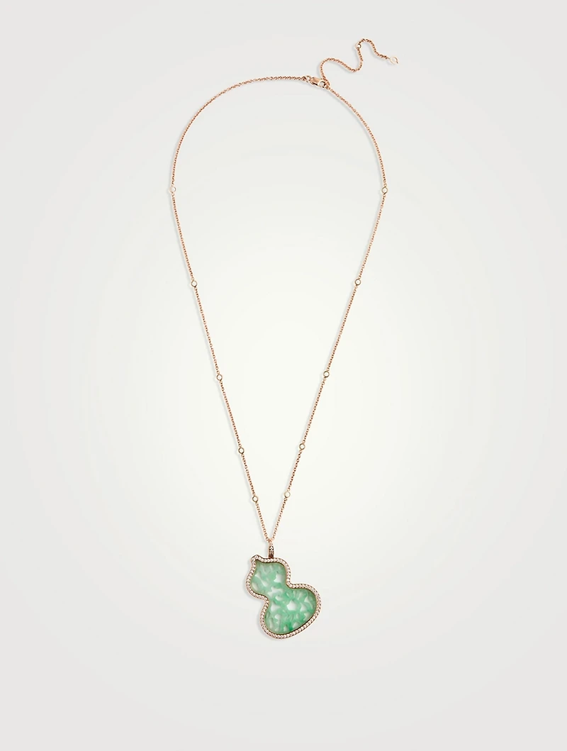 Wulu 18K Rose Gold Lace Jade Necklace With Diamonds