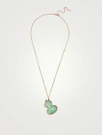 Wulu 18K Rose Gold Lace Jade Necklace With Diamonds