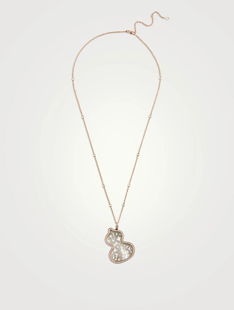 Wulu 18K Rose Gold Lace Mother-Of-Pearl Necklace With Diamonds
