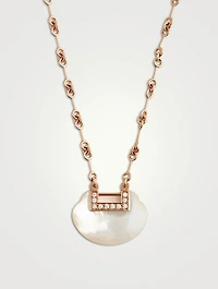 Medium Yu Yi 18K Rose Gold Necklace With Mother-Of-Pearl And Diamonds
